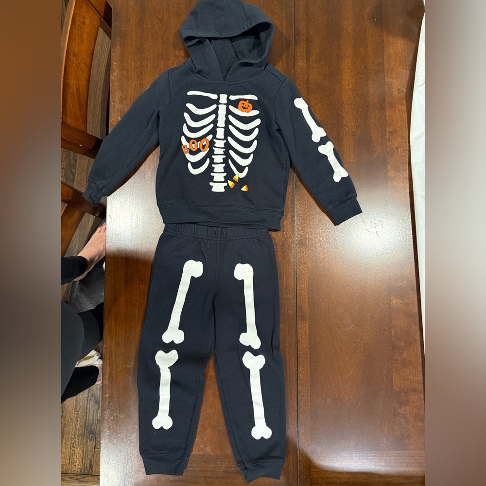 Carter's Black Skeleton Hoodie Set with White Bones